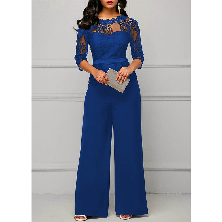 Lace High Waist Palazzo Jumpsuits