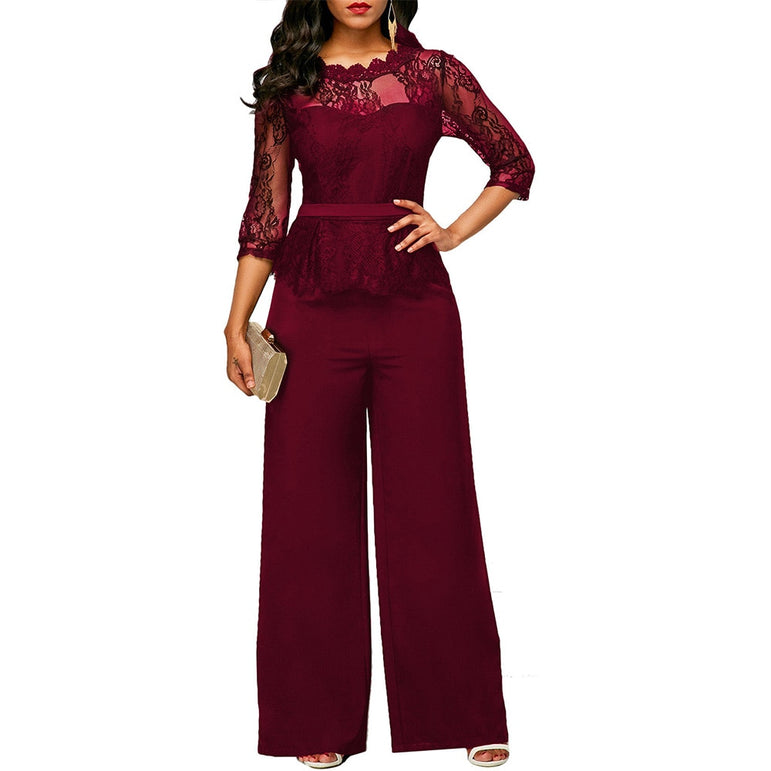 Lace High Waist Palazzo Jumpsuits