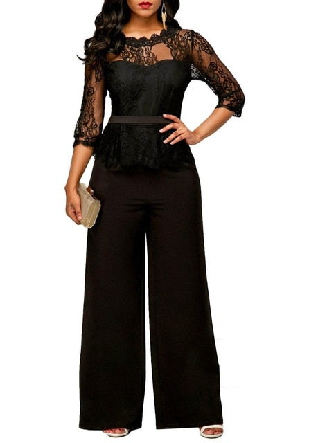 Lace High Waist Palazzo Jumpsuits