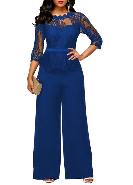 Lace High Waist Palazzo Jumpsuits