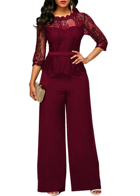 Lace High Waist Palazzo Jumpsuits