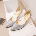 Thin Breathable Pointed toe Pearl High Heels