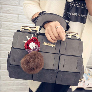 Leather Shoulder Women suture Boston Handbag