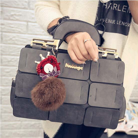 Leather Shoulder Women suture Boston Handbag