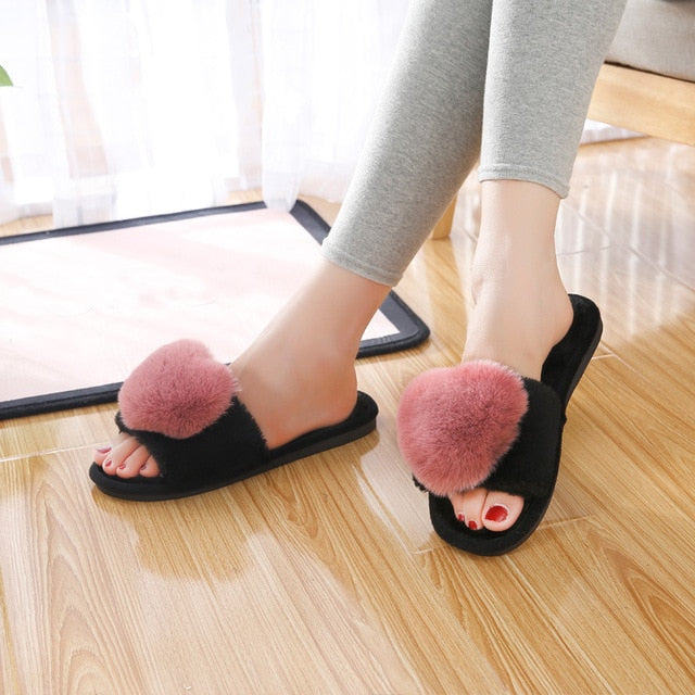 Love Heart Cotton Slippers