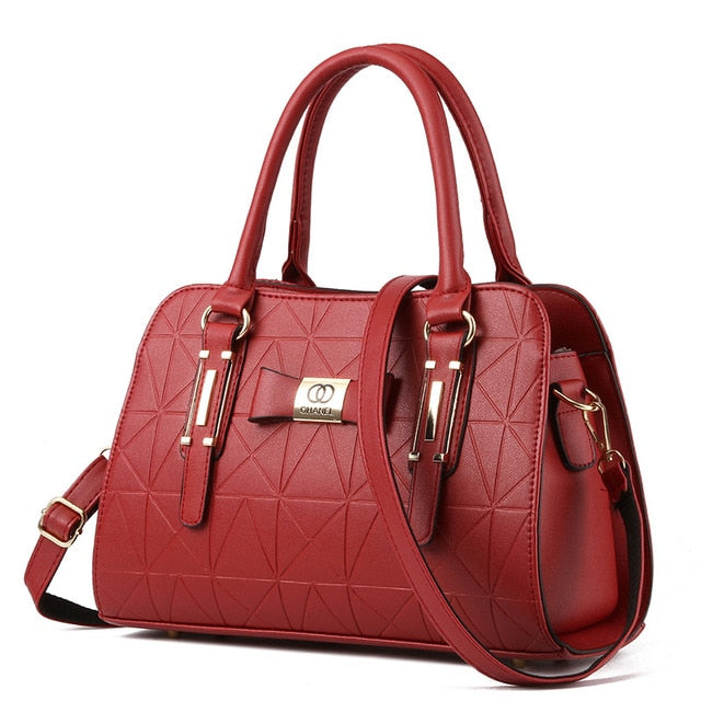 Leather Bow knot Shoulder Tote Handbag