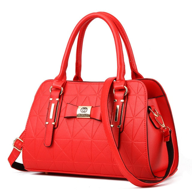 Leather Bow knot Shoulder Tote Handbag