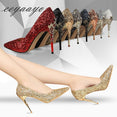 Thin Pointed Toe Metal Pumps Bridal Wedding High Heels