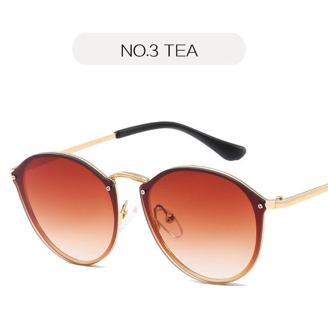 Luxury Coating Mirror Cat Eye Retro Rimless Sunglasses