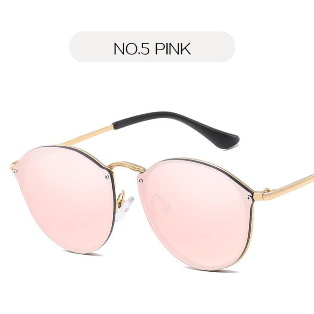 Luxury Coating Mirror Cat Eye Retro Rimless Sunglasses