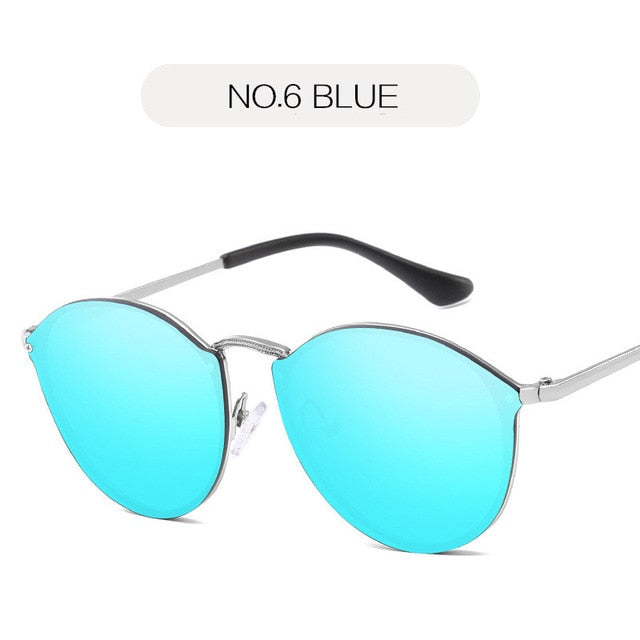 Luxury Coating Mirror Cat Eye Retro Rimless Sunglasses