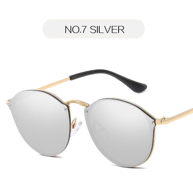 Luxury Coating Mirror Cat Eye Retro Rimless Sunglasses