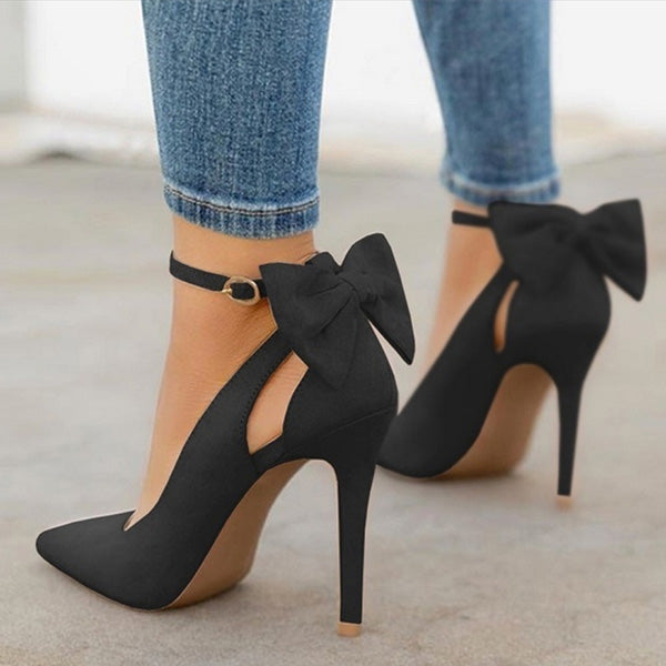 Pointed Toe Buckle Strap Butterfly High Heels