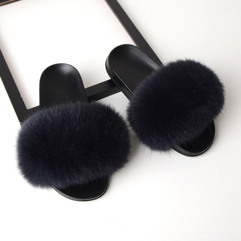 Luxury Real Fox Furry Fur Slippers