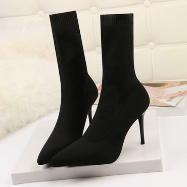 Stretch Ankle High Heels Sock Boots