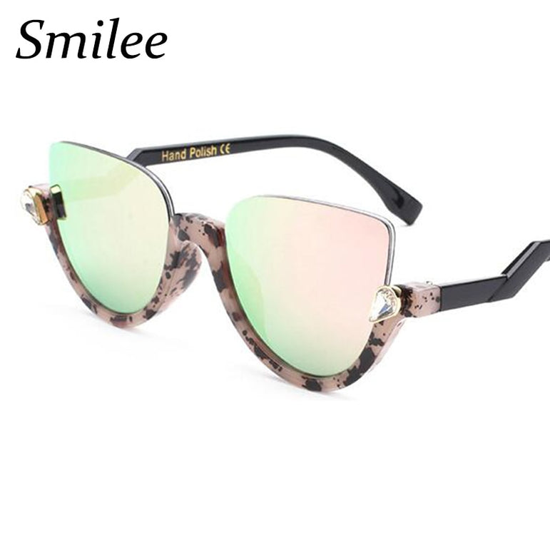 Clear Lens Vintage Half Frame Cat Eye Shades Sunglasses