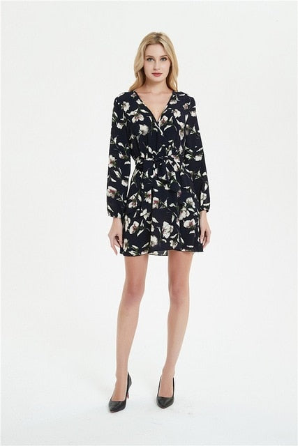 Floral Printed Mini Party Dress