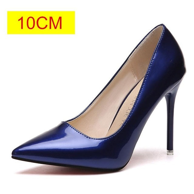 Leather Pointed Toe High Heel Pumps