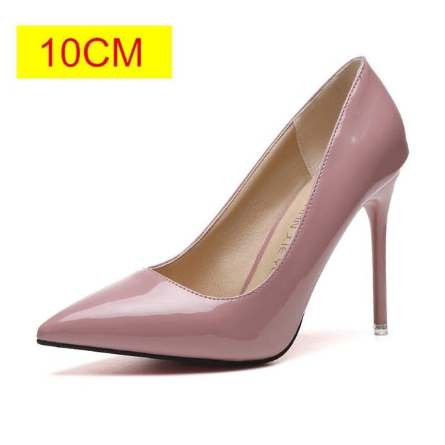 Leather Pointed Toe High Heel Pumps