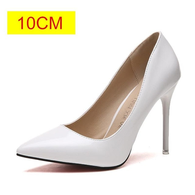 Leather Pointed Toe High Heel Pumps