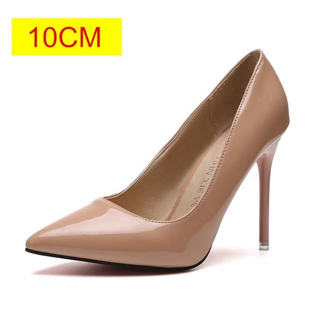 Leather Pointed Toe High Heel Pumps