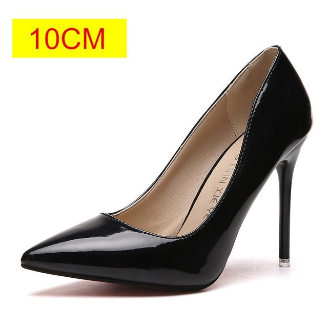 Leather Pointed Toe High Heel Pumps