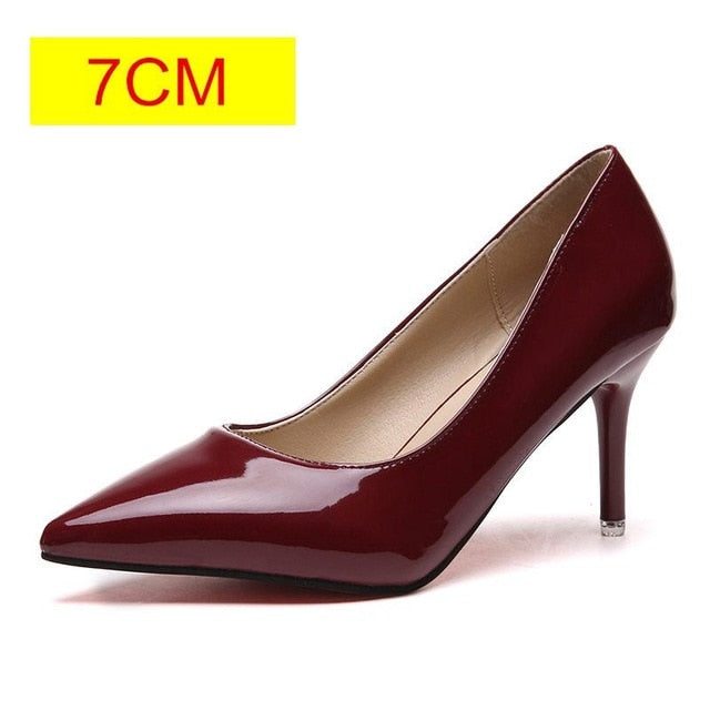 Leather Pointed Toe High Heel Pumps