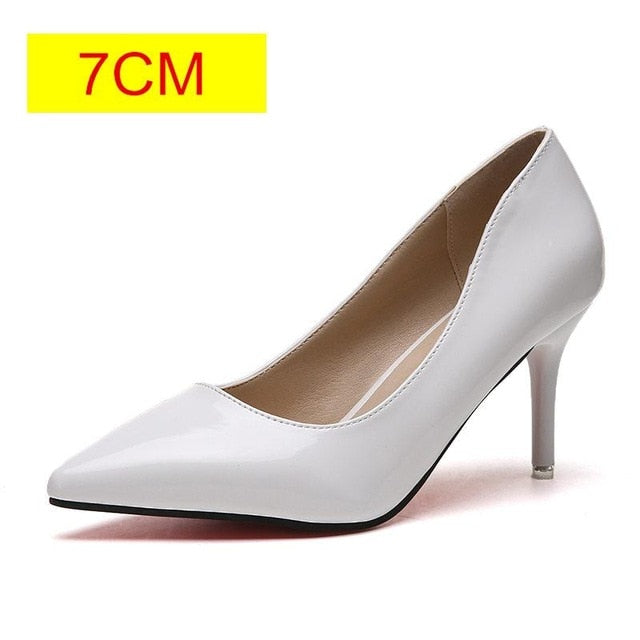 Leather Pointed Toe High Heel Pumps