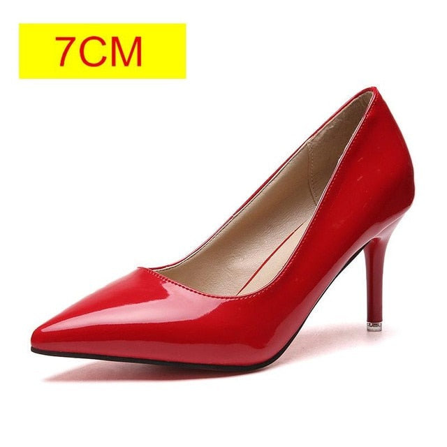 Leather Pointed Toe High Heel Pumps