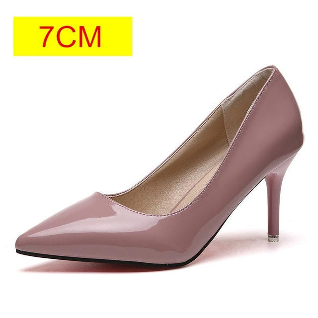 Leather Pointed Toe High Heel Pumps