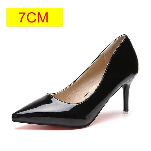 Leather Pointed Toe High Heel Pumps