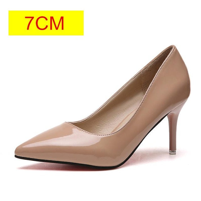 Leather Pointed Toe High Heel Pumps