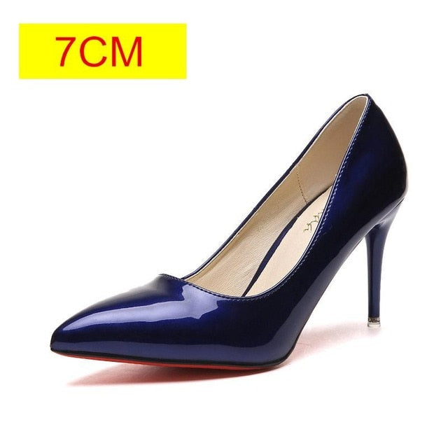 Leather Pointed Toe High Heel Pumps