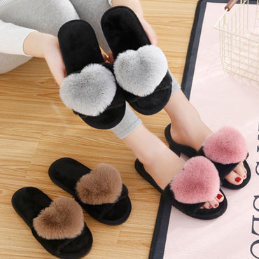 Love Heart Cotton Slippers