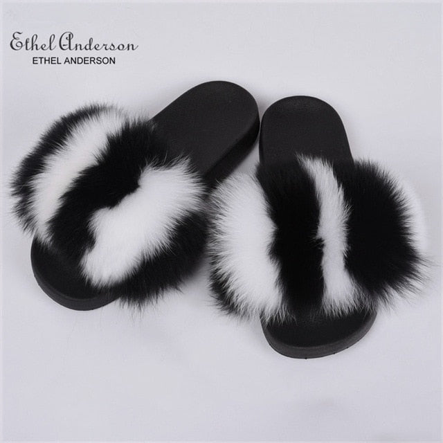 Casual Vogue Fox Fur Slippers