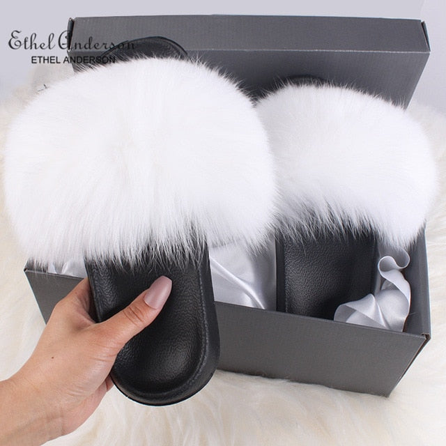 Casual Vogue Fox Fur Slippers